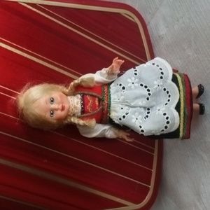 Collectible Vintage Italy  Miniature Italian  Girl Doll Plastic